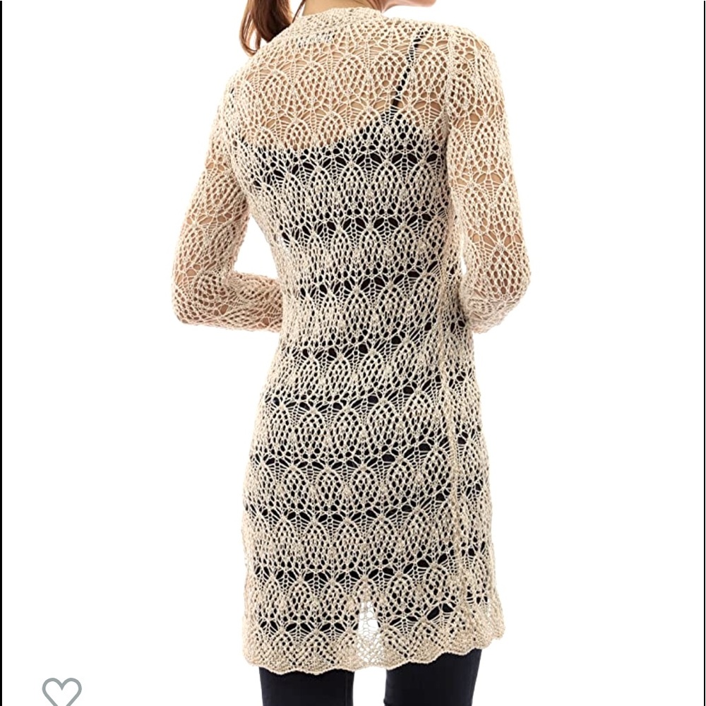 NWT Knee length crochet cardigan, cream, M/L
